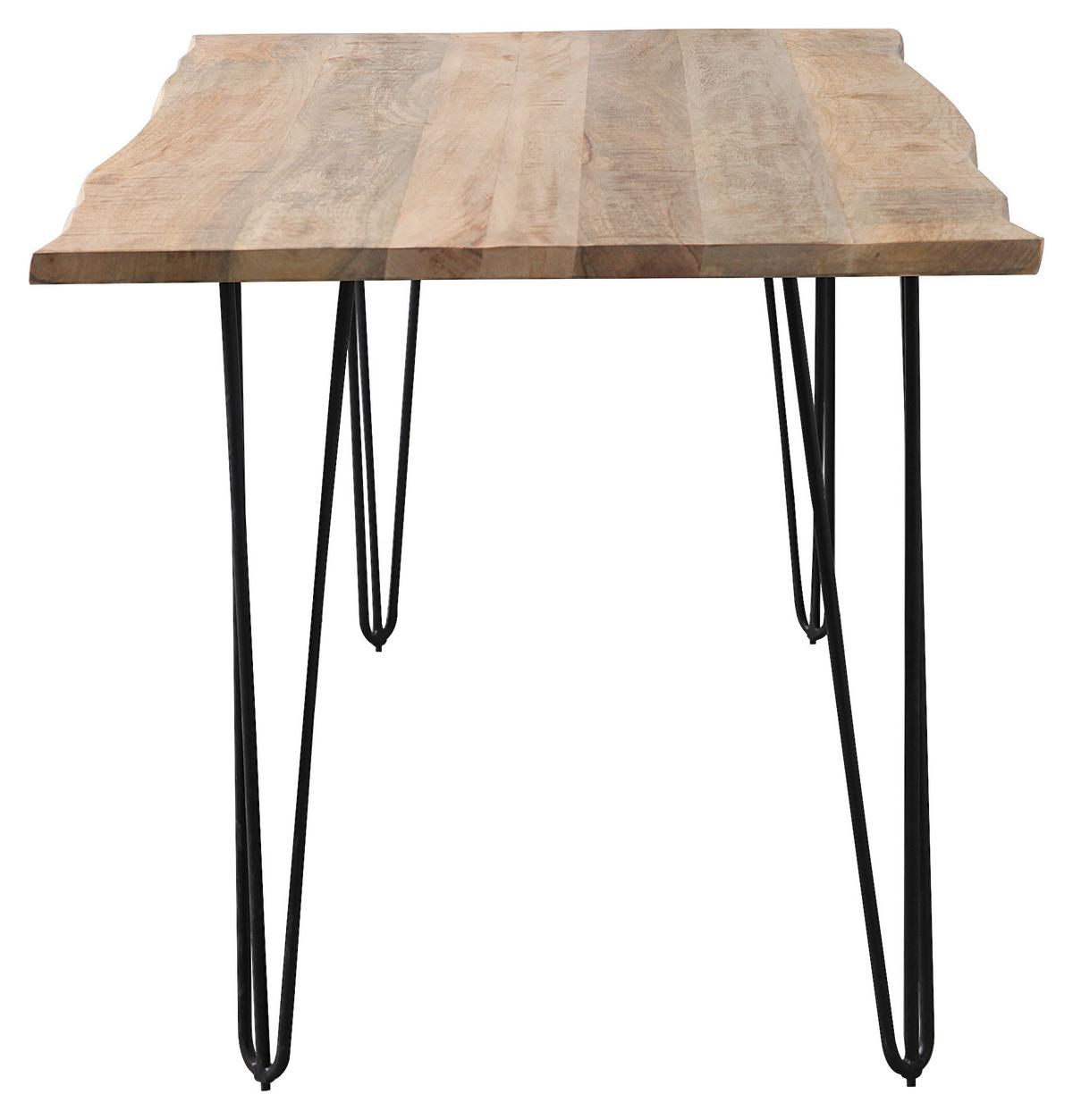 Esstisch Magnus Naturfarben/Schwarz - Schwarz/Naturfarben, Natur, Holz/Metall (120/80/76cm) - Zandiara