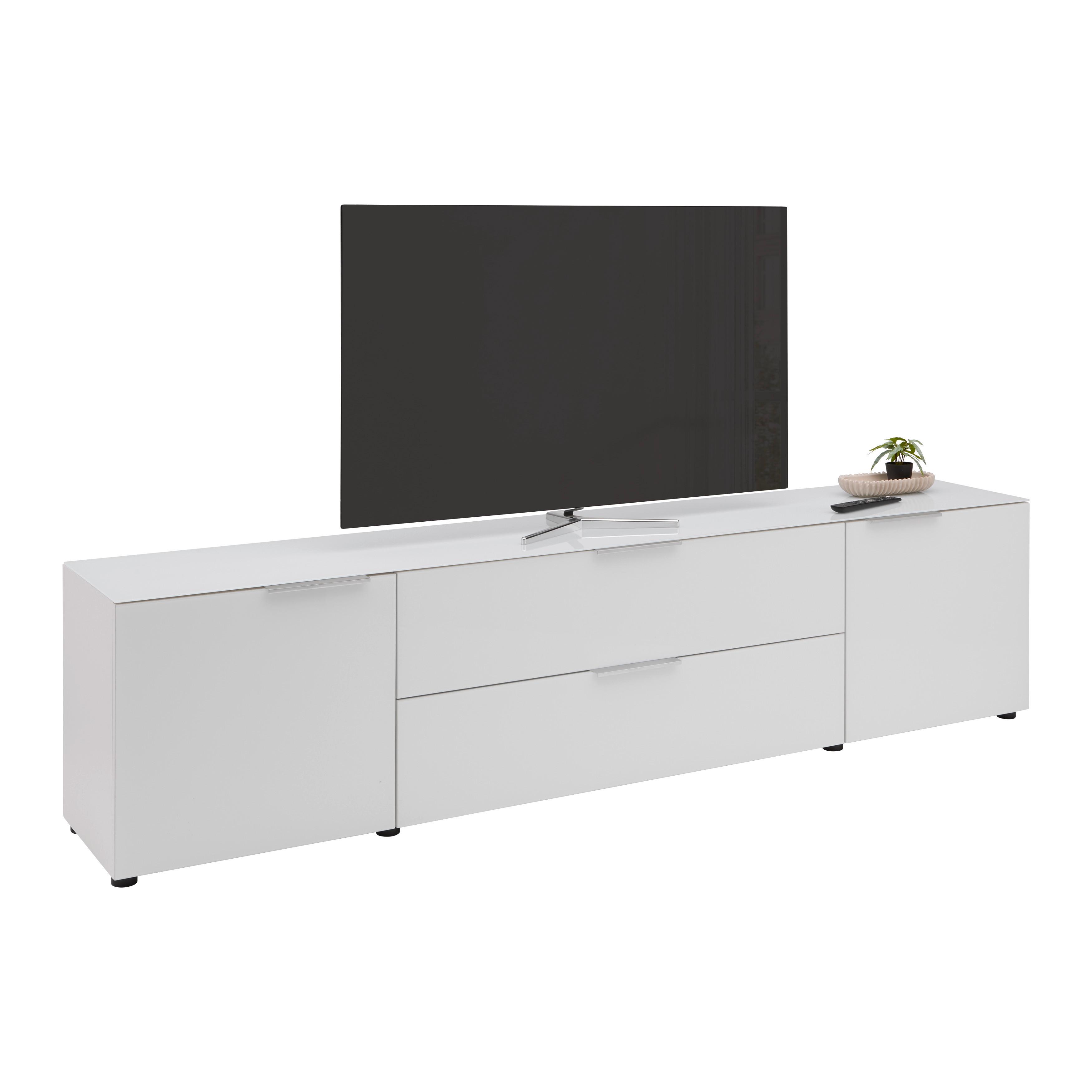 TV-Element Siena Weiß - Chromfarben/Schwarz, MODERN, Glas/Holzwerkstoff (226/55/40cm) - Premium Living