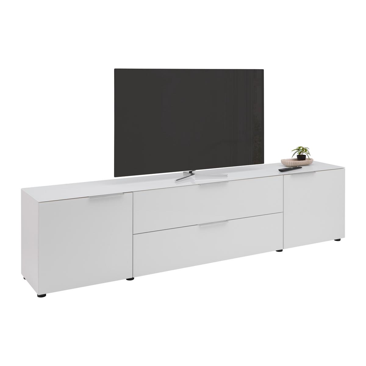 TV-Element Siena Weiß - Chromfarben/Schwarz, MODERN, Glas/Holzwerkstoff (226/55/40cm) - Premium Living