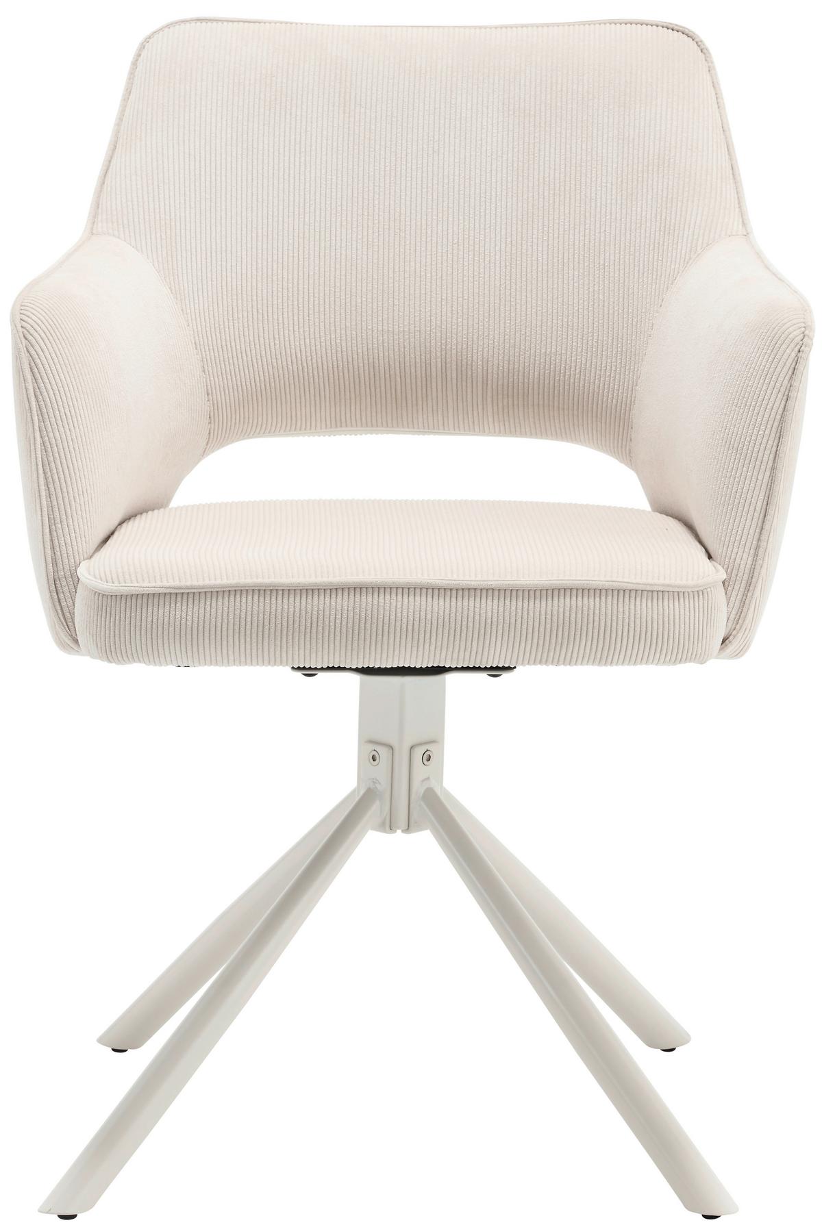 KRZESŁO Z PODŁOKIETNIKAMI ADELE - kremowy, Modern, metal/tkanina (61/85/61cm) - Livetastic