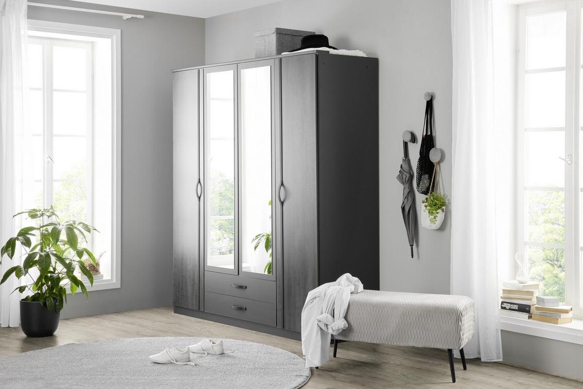 Drehtürenschrank in Graphitfarben/Schwarz - Graphitfarben/Schwarz, Konventionell, Holzwerkstoff (179/199/58cm) - Mömax