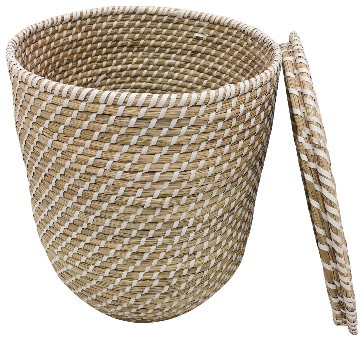 Coș de rufe tip lighean PHIL - alb/culoare natur, Konventionell, plastic/materiale naturale (40/39cm) - Mömax