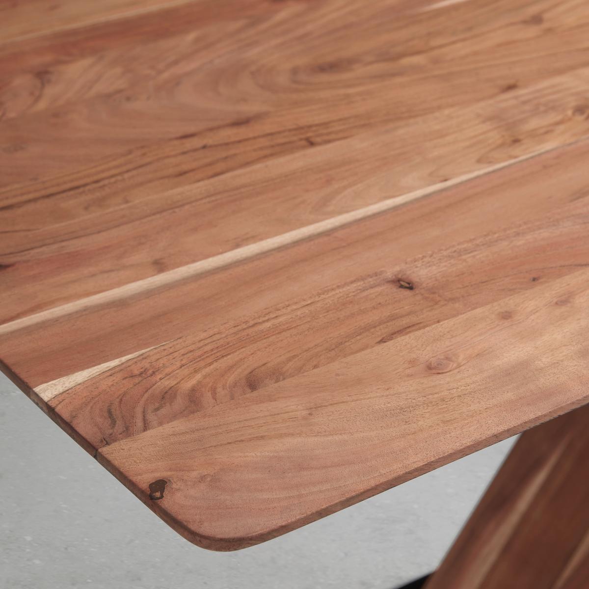 Esstisch Blade in Schwarz/Akaziefarben - Schwarz/Akaziefarben, Modern, Holz/Metall (160/90/76cm) - Zandiara