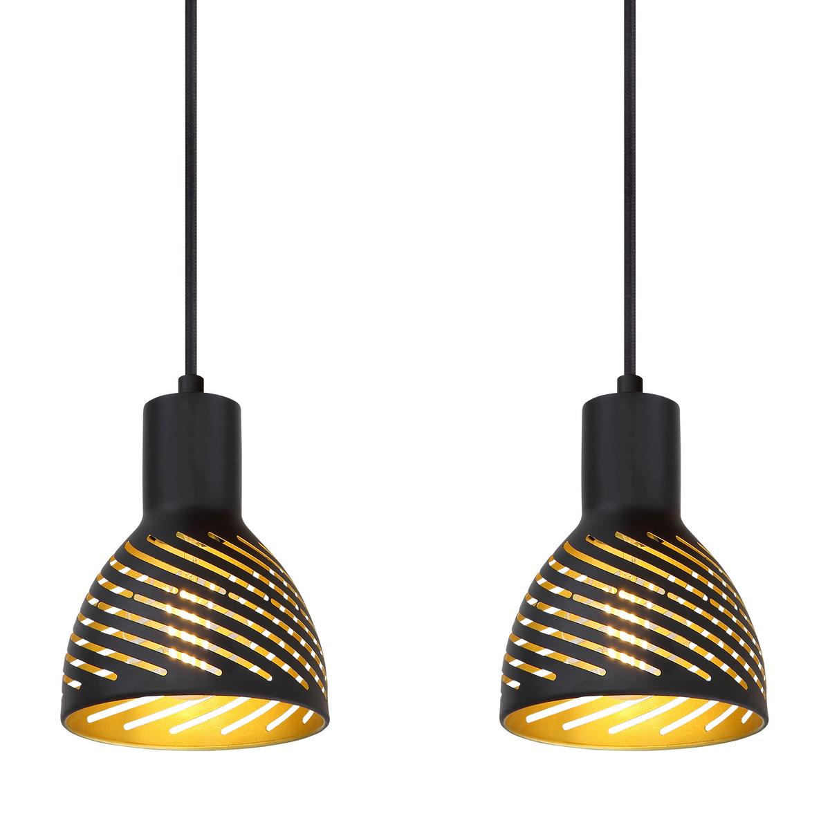 Hängeleuchte Lenna max. 60 Watt - Goldfarben/Schwarz, Basics, Metall (90/12,5/120cm) - Globo