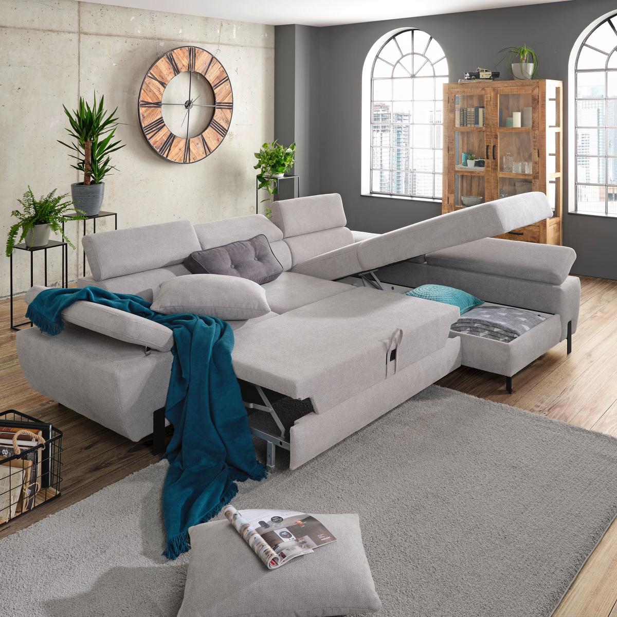 Coltar MOLINA MINI - gri deschis, Modern, lemn/textil (277/90/93cm) - Mömax