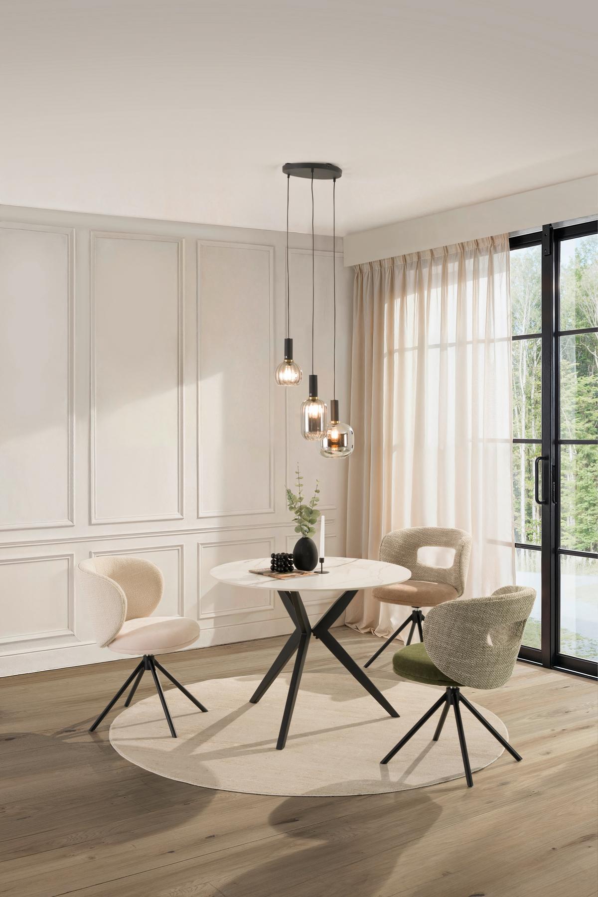 STÓŁ DO JADALNI MERKUR -EXKLUSIV- - beżowy/czarny, Design, metal/ceramika (100/100/76cm) - Xora