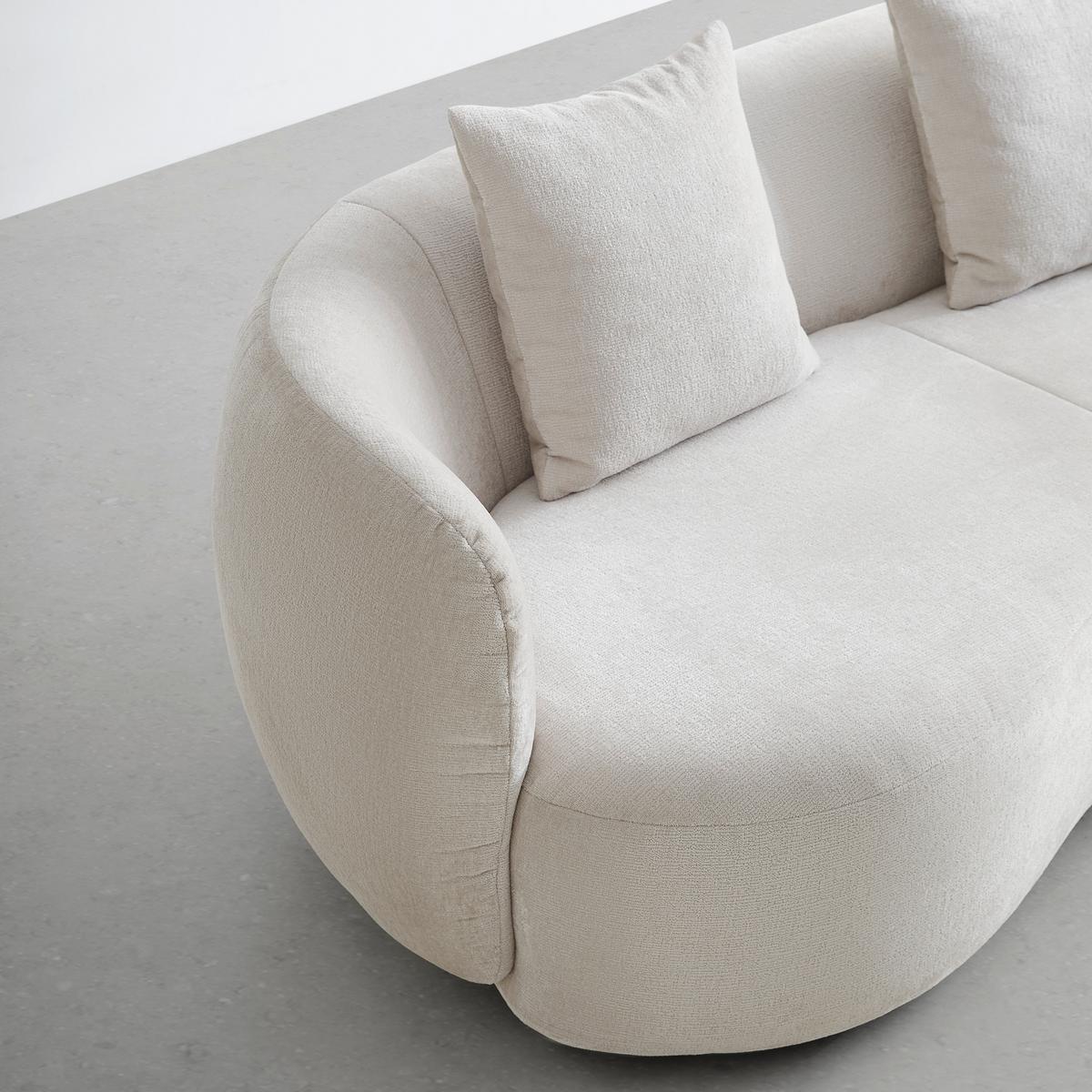 Velika Zofa Leonas, Bež, Polkrožna - črna/bež, Moderno, umetna masa/tekstil (235/72/110cm) - Premium Living