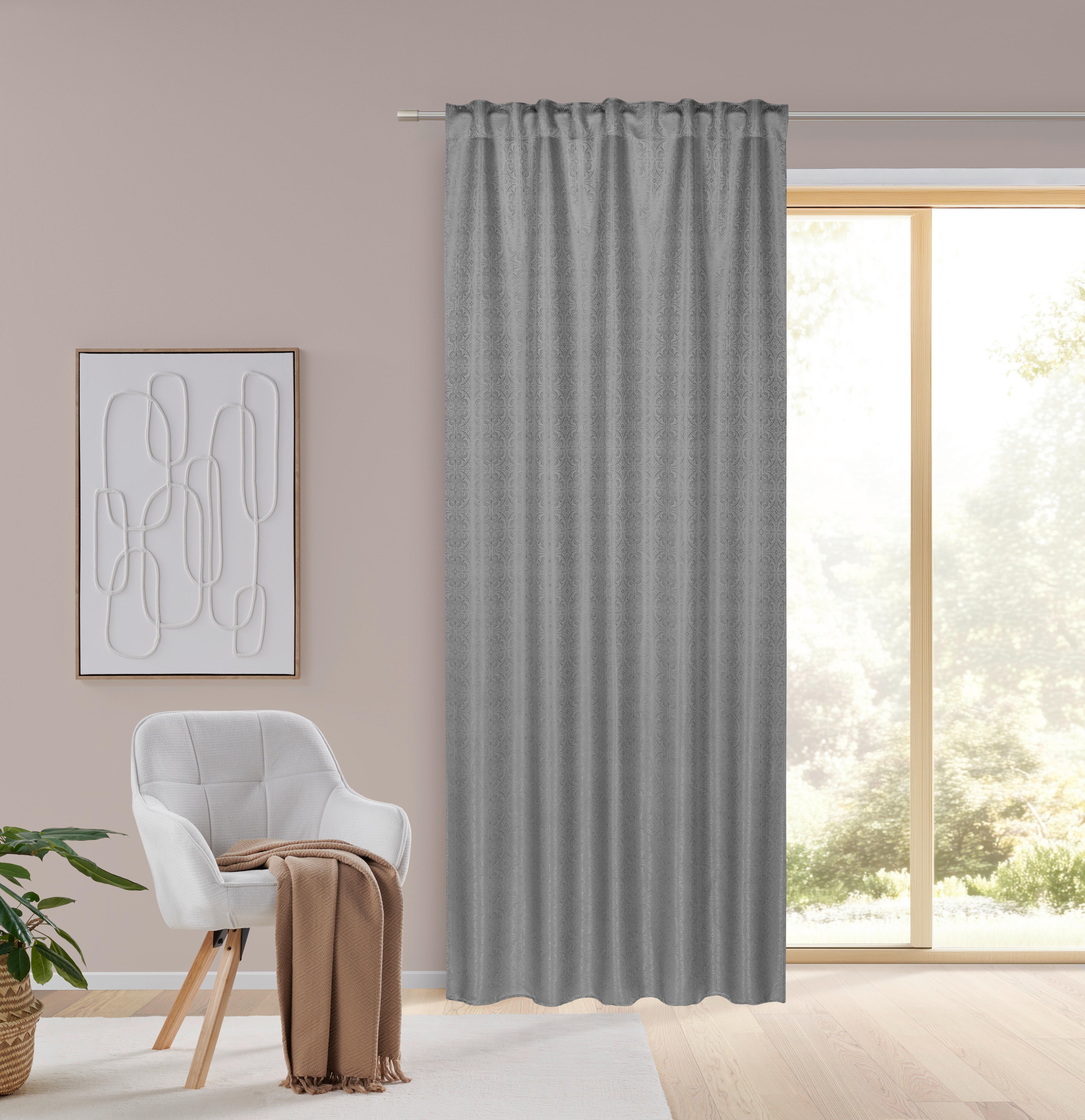 Fertigvorhang Emil Grau ca. 135x245cm - Grau, ROMANTIK / LANDHAUS, Textil (135/245cm) - Mömax