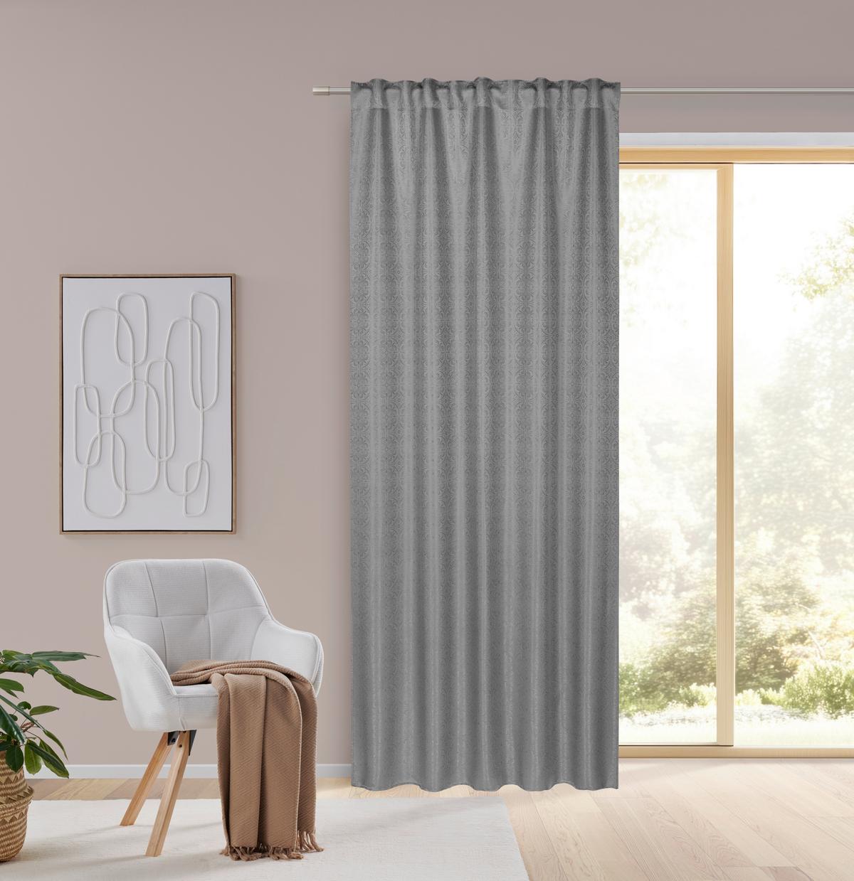 Fertigvorhang Emil Grau ca. 135x245cm - Grau, ROMANTIK / LANDHAUS, Textil (135/245cm) - Mömax