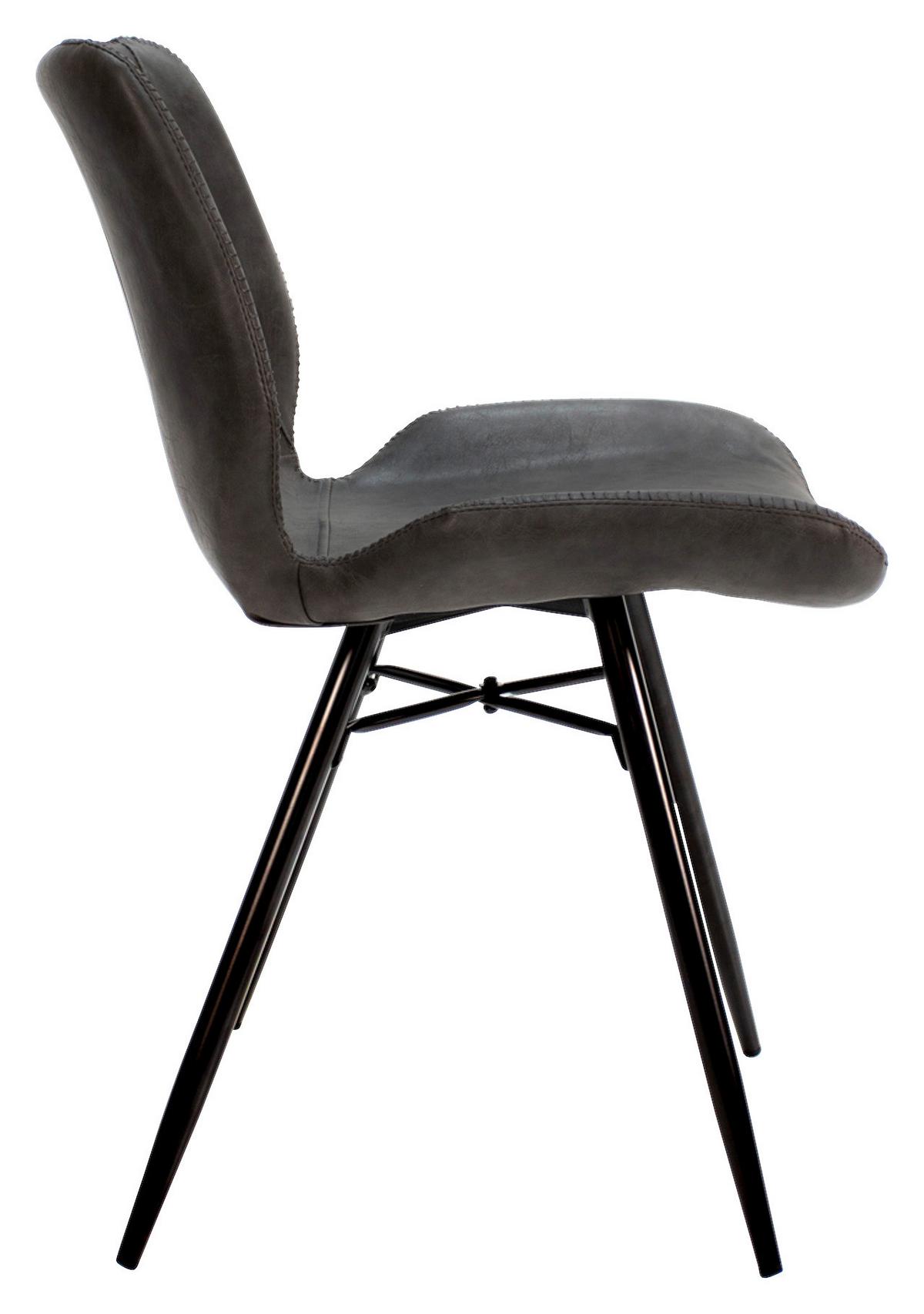 Stuhl-Set Barron 4er-Set ca. 47x82 cm Anthrazit - Anthrazit/Schwarz, KONVENTIONELL, Textil/Metall (47/82/55cm) - MID.YOU