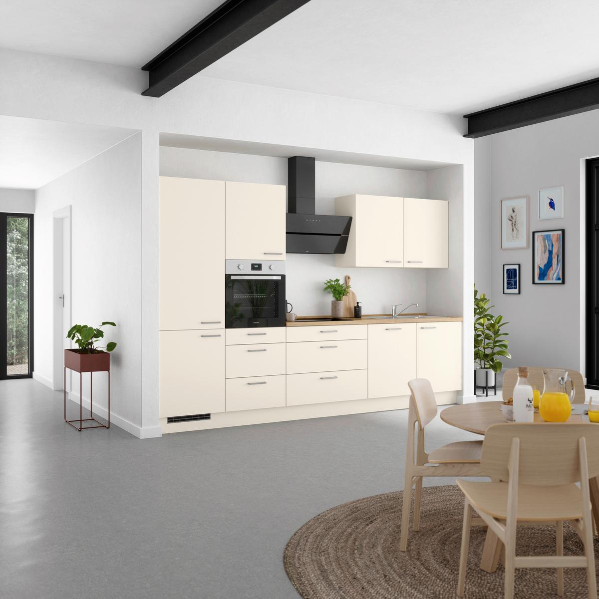 Küchenblock Touch High m. Geräten Magnolie - Edelstahlfarben/Eichefarben, MODERN, Holzwerkstoff/Metall (330cm) - Nobilia