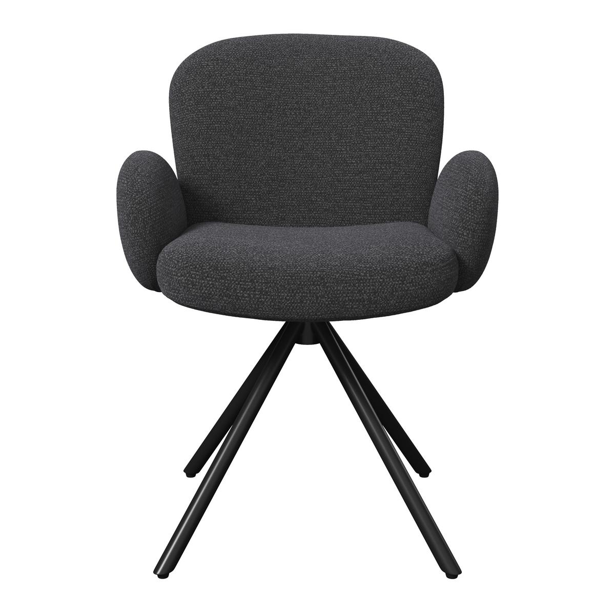 Armlehnstuhl Josea Dunkelgrau Chenille Drehbar Gepolstert - Dunkelgrau/Schwarz, MODERN, Holz/Textil (64/85/63cm) - Bessagi Home