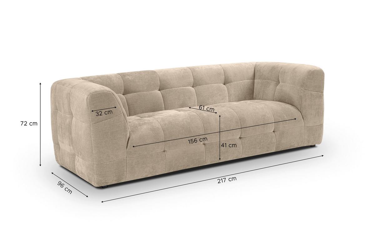3-Sitzer-Sofa Tenso Beige - Beige/Schwarz, Basics, Holz/Kunststoff (217/72/96cm) - MID.YOU