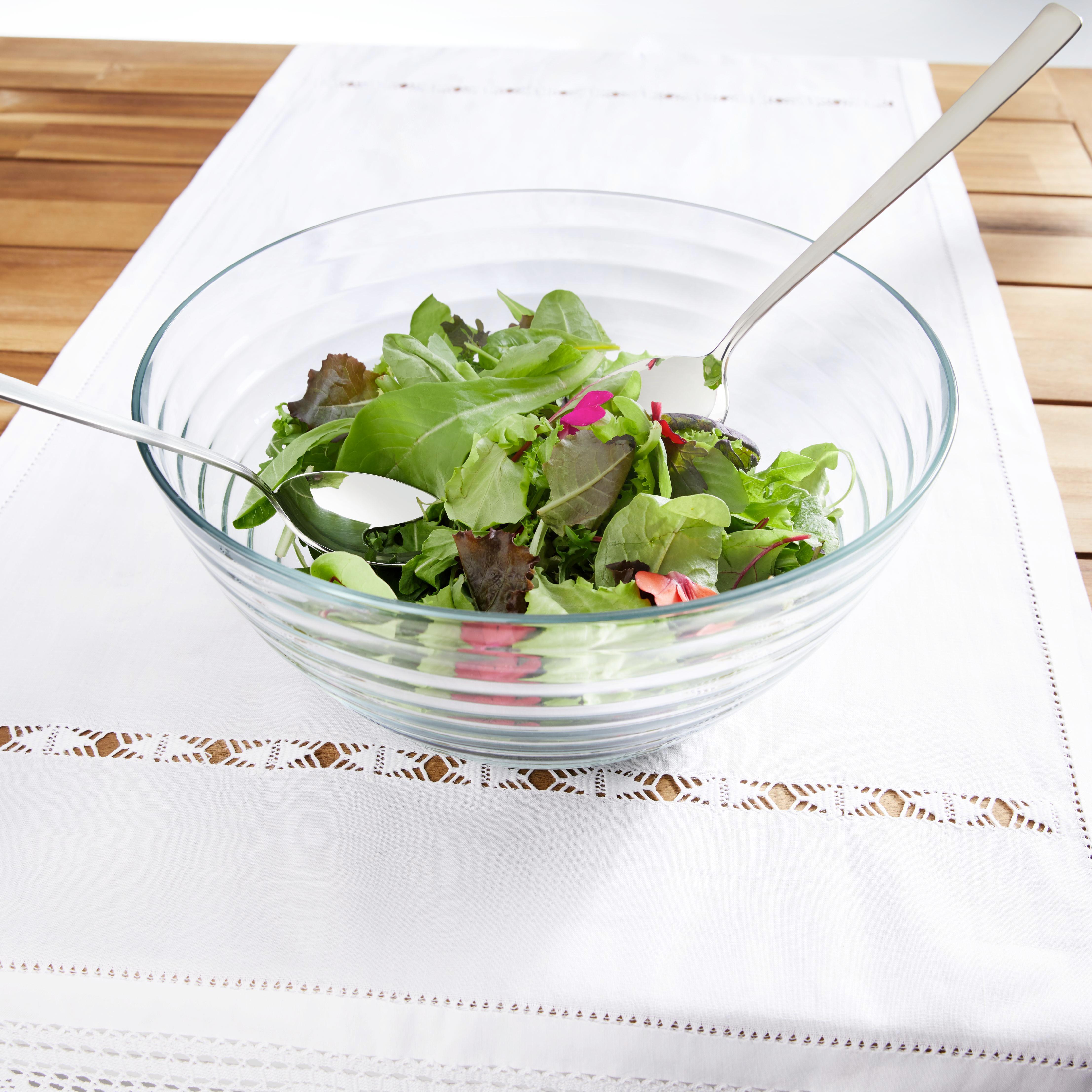 Salatschüssel aus Glas mit Besteck 3-teilig - Klar, KONVENTIONELL, Glas/Metall (29cm) - Rösle