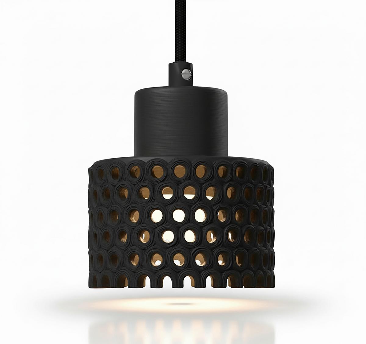 Hängeleuchte Lace Schwarz max. 40 Watt - Schwarz, MODERN, Keramik (12cm) - Bessagi Home