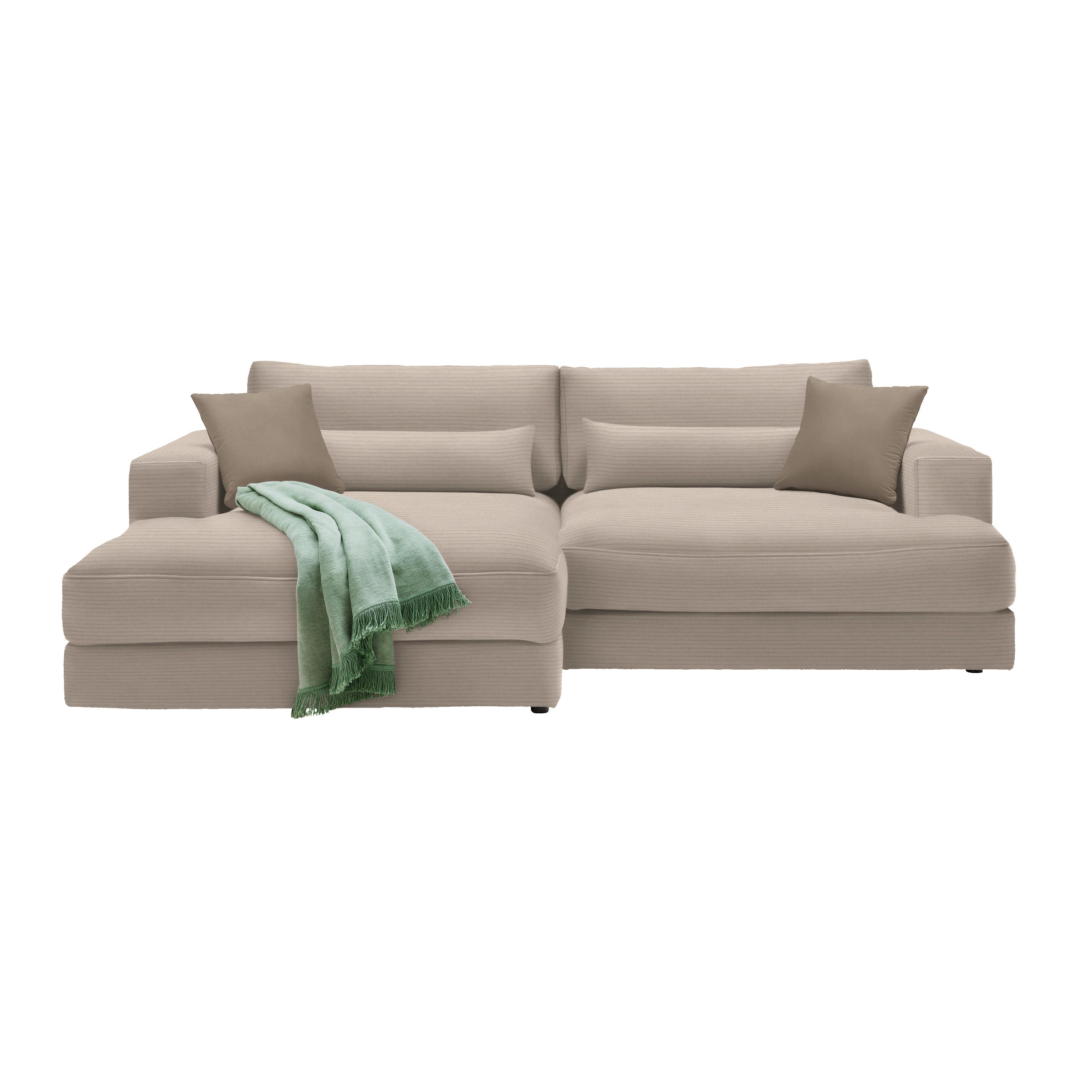 Ecksofa Cappuccino - Schwarz/Cappuccino, Modern, Holz/Kunststoff (194/268cm) - Premium Living