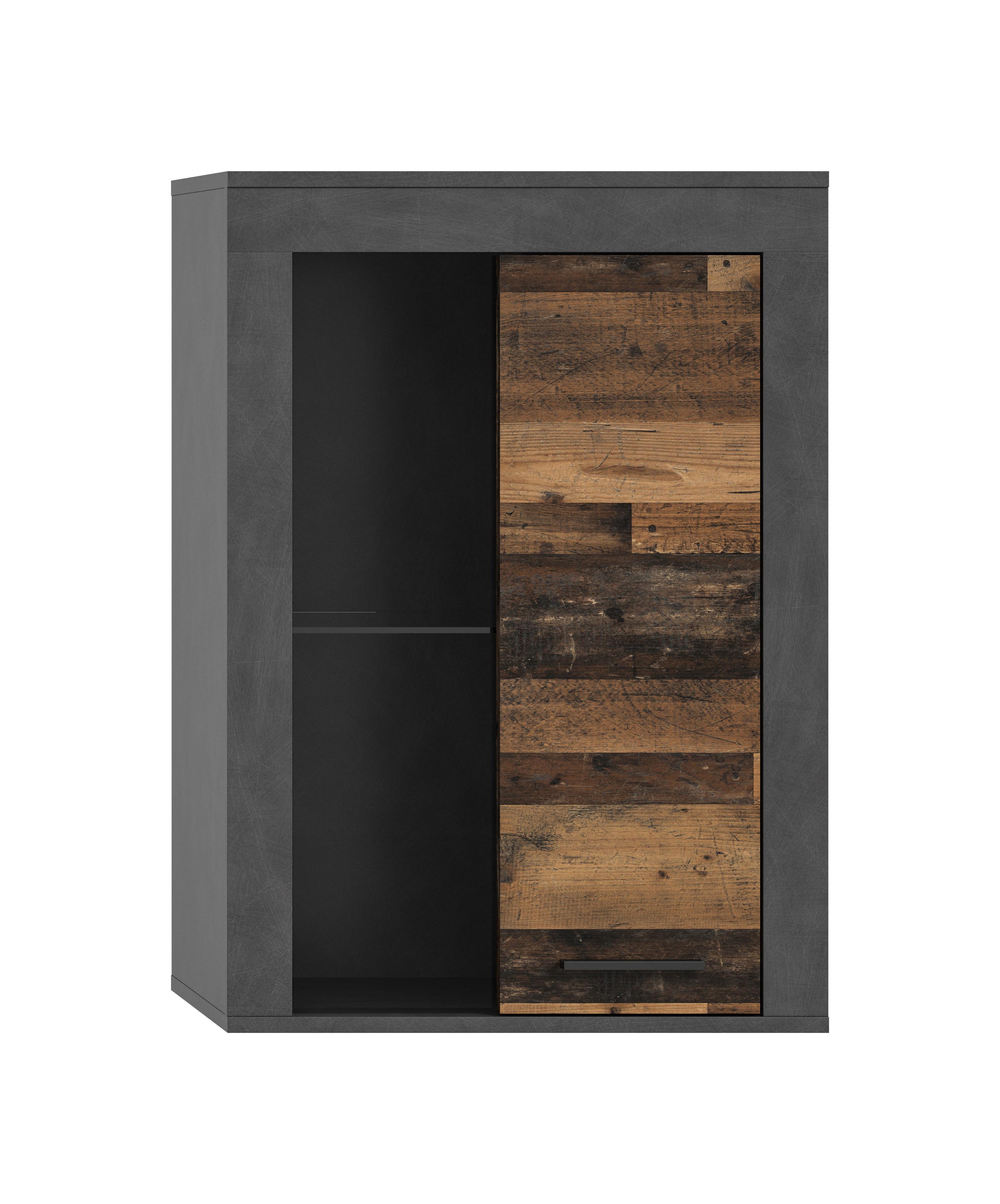 Vitrina Jam - prirodne boje/crna, Design, staklo/drvni materijal (86/60/35cm) - Modern Living