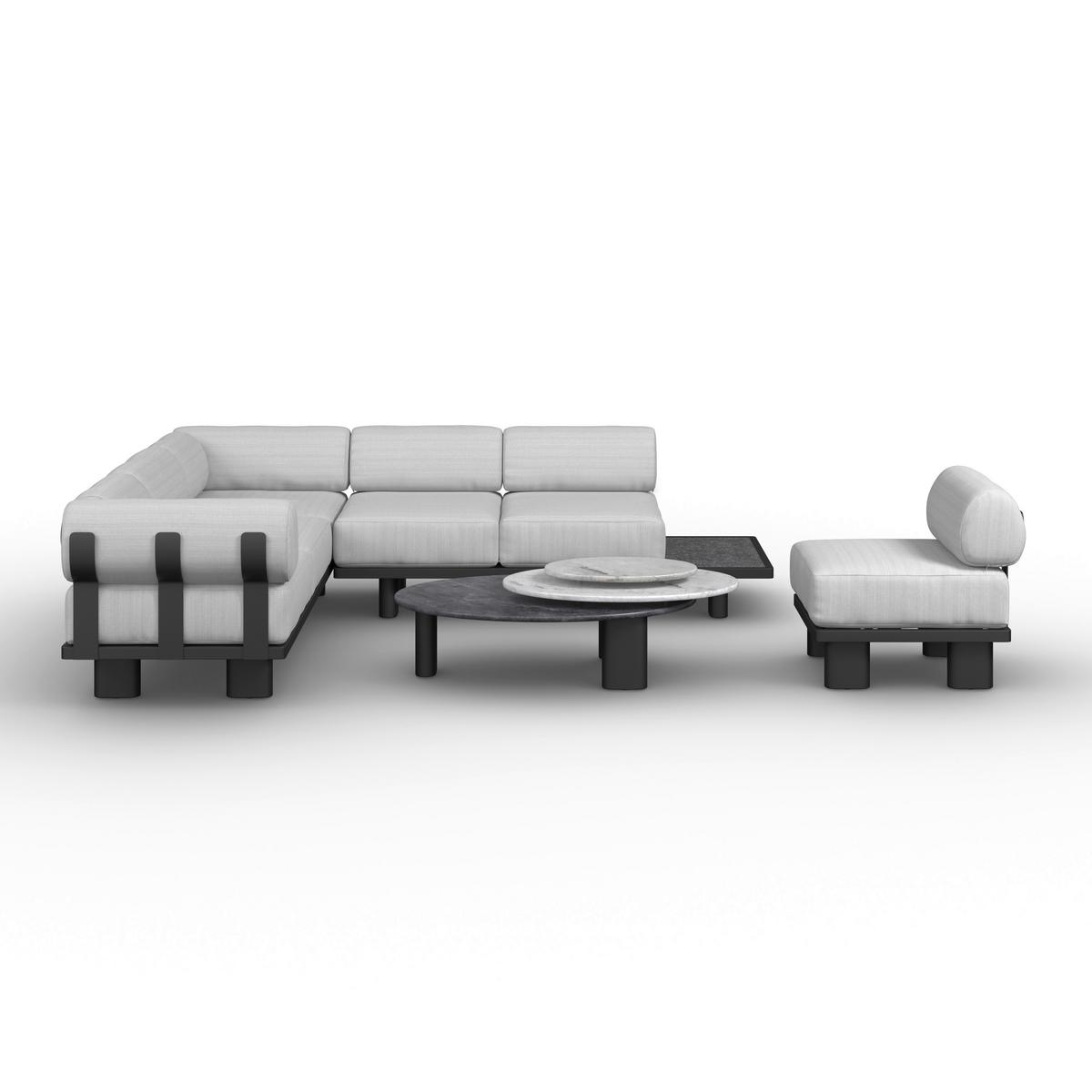 Loungegarnitur Lumea Hellgrau Outdoorstoff/Metall/Polywood - Dunkelgrau/Hellgrau, MODERN, Kunststoff/Textil - Bessagi Garden