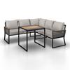 LOUNGESET SONORA - ljusgrå/svart, Modern, metall/glas (181/73/65cm) - Bessagi Garden