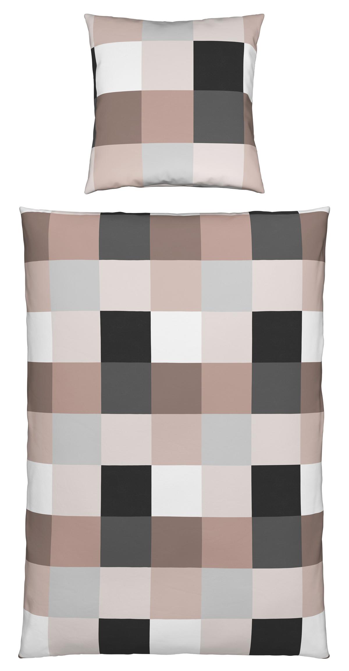 POŚCIEL CHECK - taupe, tkanina (135/200cm) - Novel