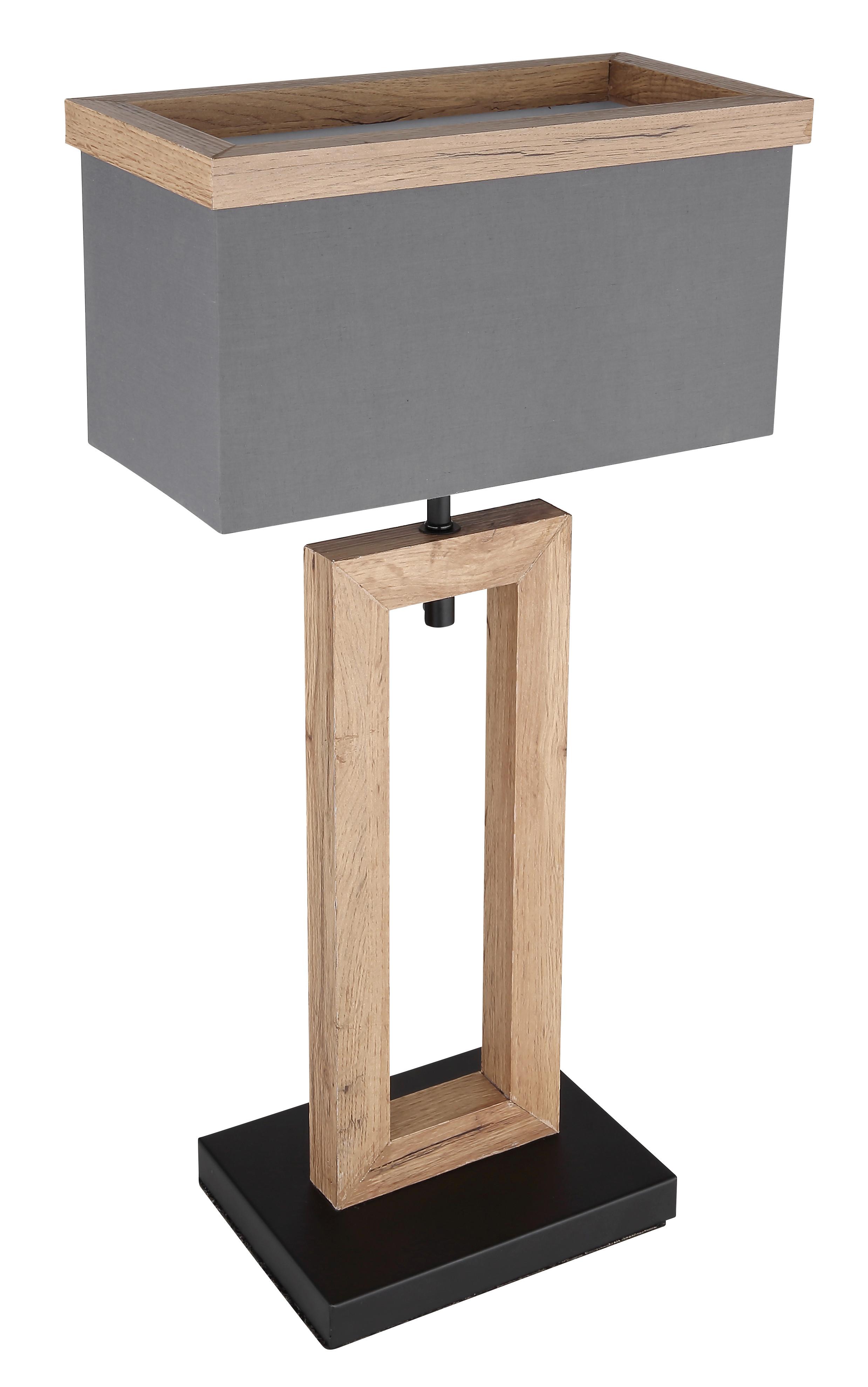 Tischleuchte Ossi in Natur/Schwarz max. 9 Watt - Anthrazit/Schwarz, KONVENTIONELL, Holzwerkstoff/Textil (30/15/55cm) - Globo