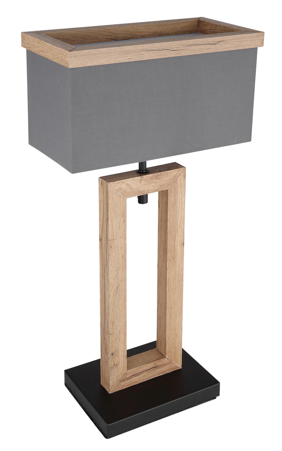 Tischleuchte Ossi in Natur/Schwarz max. 9 Watt - Anthrazit/Schwarz, KONVENTIONELL, Holzwerkstoff/Textil (30/15/55cm) - Globo