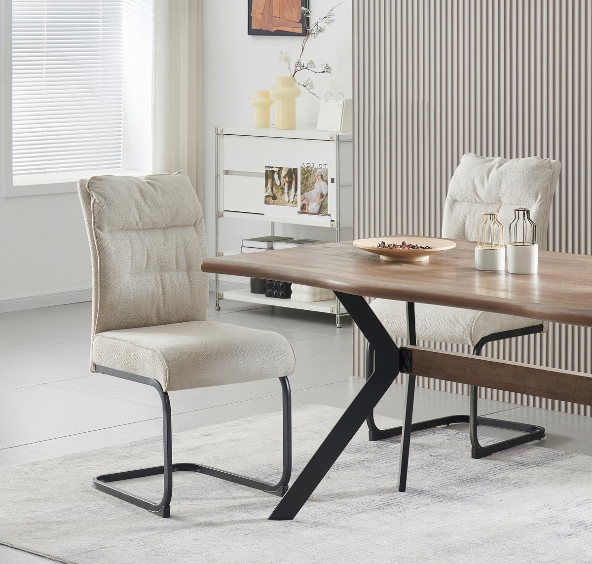 SCHWINGSTUHL-SET FRIEDA - Creme/Schwarz, Modern, Textil/Metall (47/94/61cm) - MID.YOU