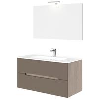 Fürdőszoba Szett Iris - sötétbarna/szürkésbarna, Design, faalapú anyag/kerámia (100/47/53cm)
