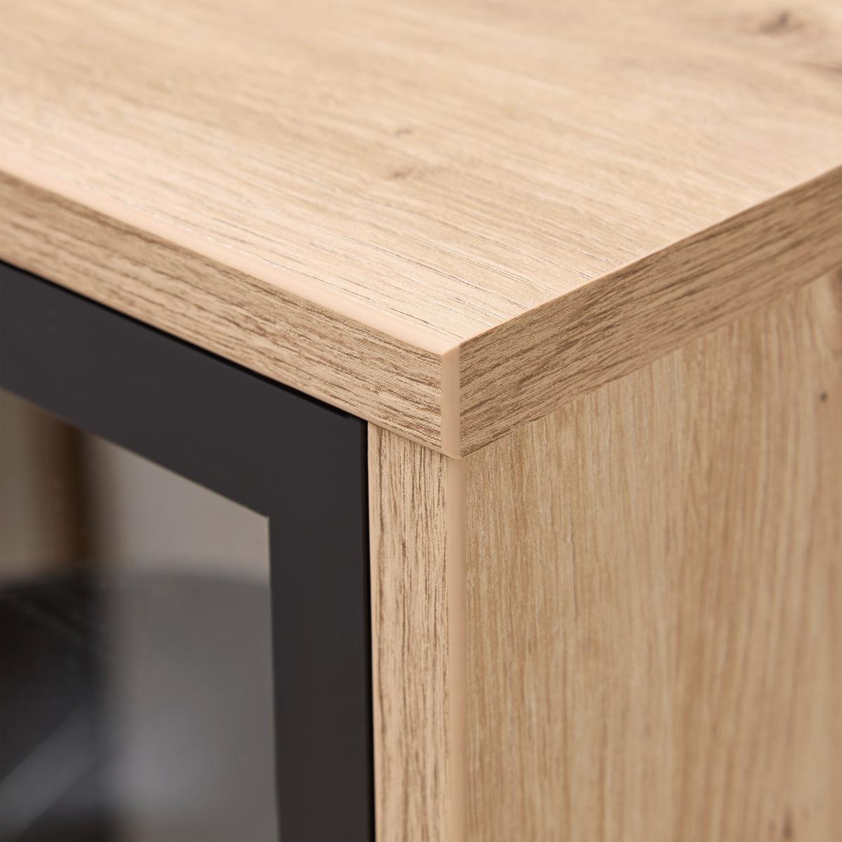Vitrine Cremona Kaschmir/Eiche Artisan - Kaschmir/Schwarz, MODERN, Glas/Holzwerkstoff (52/200/38cm) - Premium Living