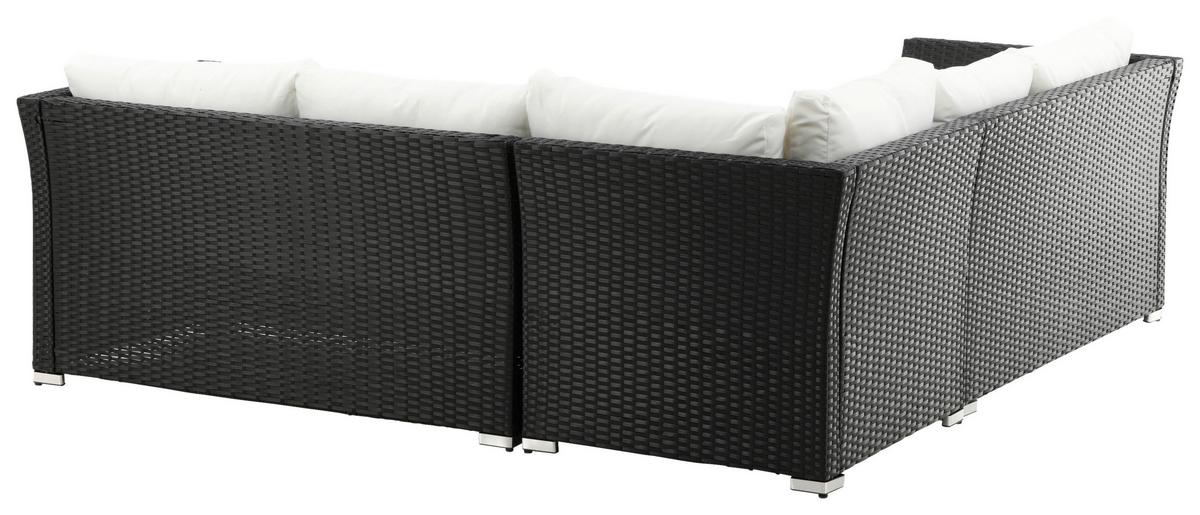 Loungegarnitur Haiti Schwarz, Kunststoffgeflecht - Schwarz, KONVENTIONELL, Kunststoff - Gardenson