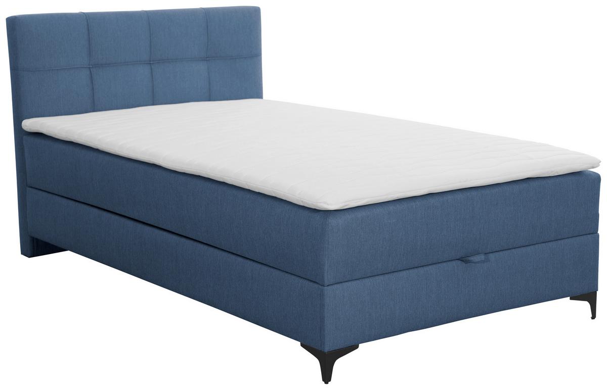 Oblazinjena Postelja Freddie, Modra, 100x200 - modra/črna, Konvencionalno, kovina/tekstil (100/200cm) - Mömax