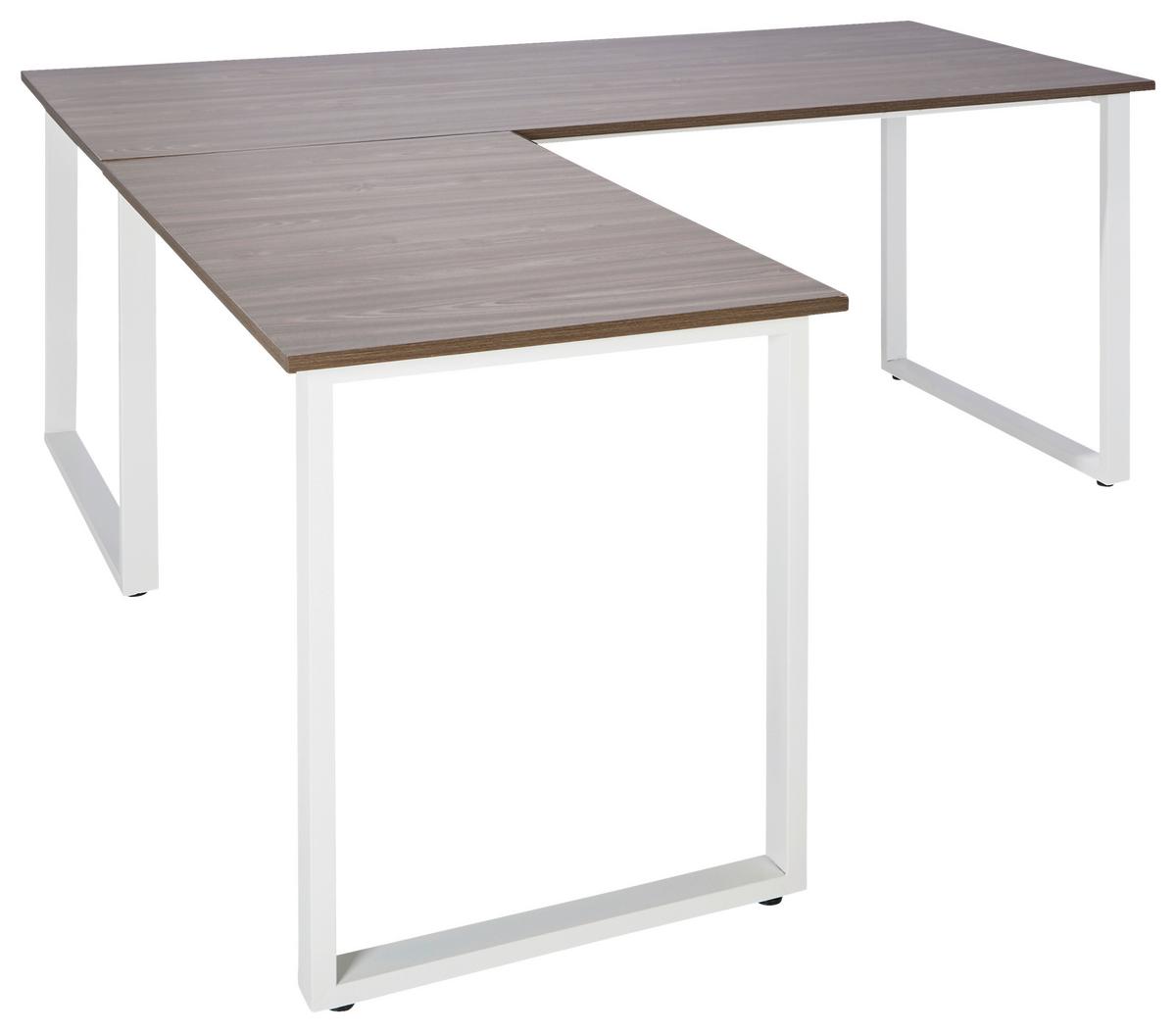 Kotna Pisalna Miza Workspace Xl I, Siva - siva/bela, Basics, kovina/leseni material (180/180/75,5cm) - MID.YOU