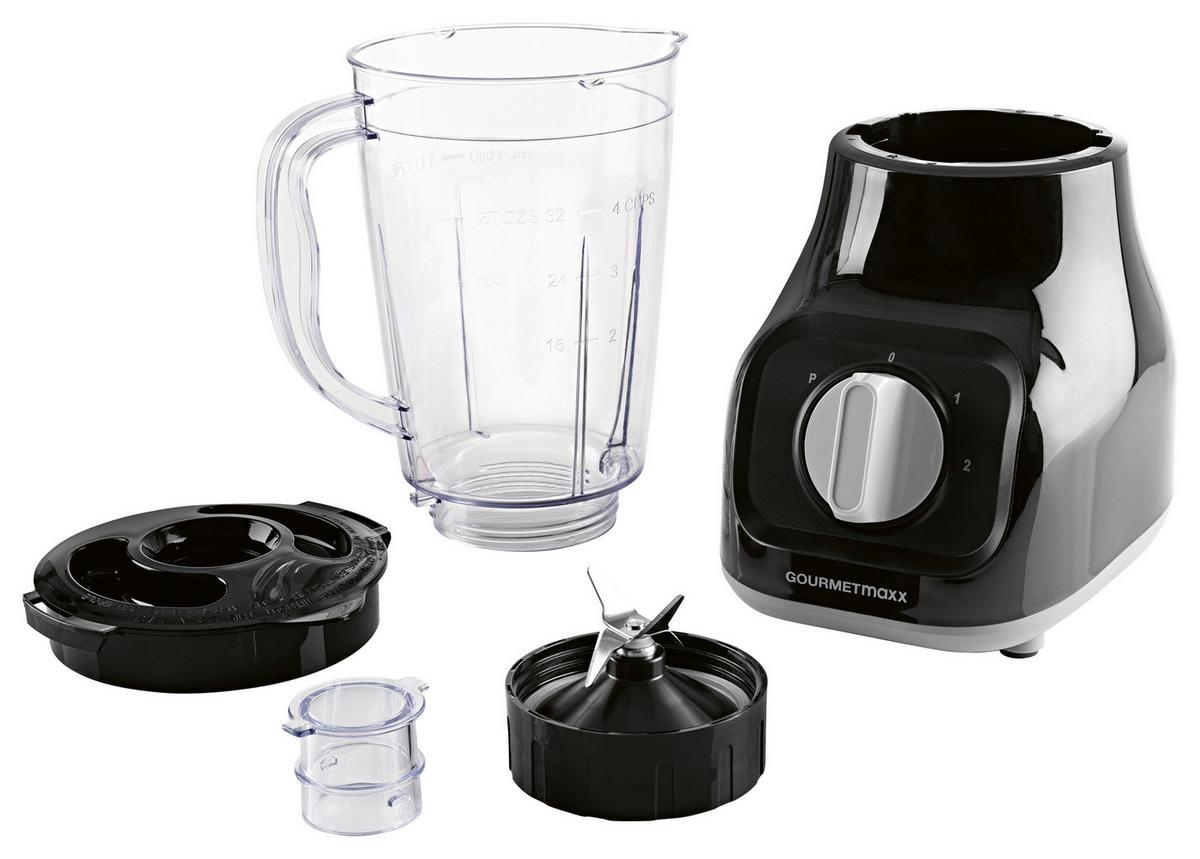 Standmixer Gourmetmaxx Schwarz/Transparent ca. 1,5l - Transparent/Schwarz, KONVENTIONELL, Kunststoff/Metall (35,5/18,5/23cm)