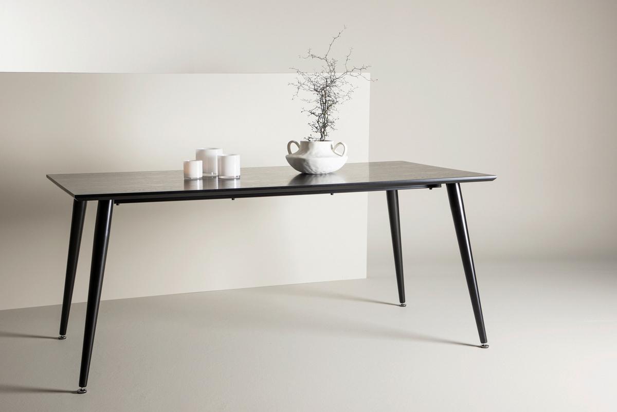 ESSTISCH DIPP - Schwarz, Design, Holzwerkstoff/Metall (180/90/75cm) - Livetastic