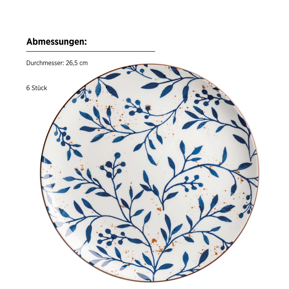 Tellerset 935630 Olive Tellerset - Blau/Weiss, Basics, Keramik - Mäser