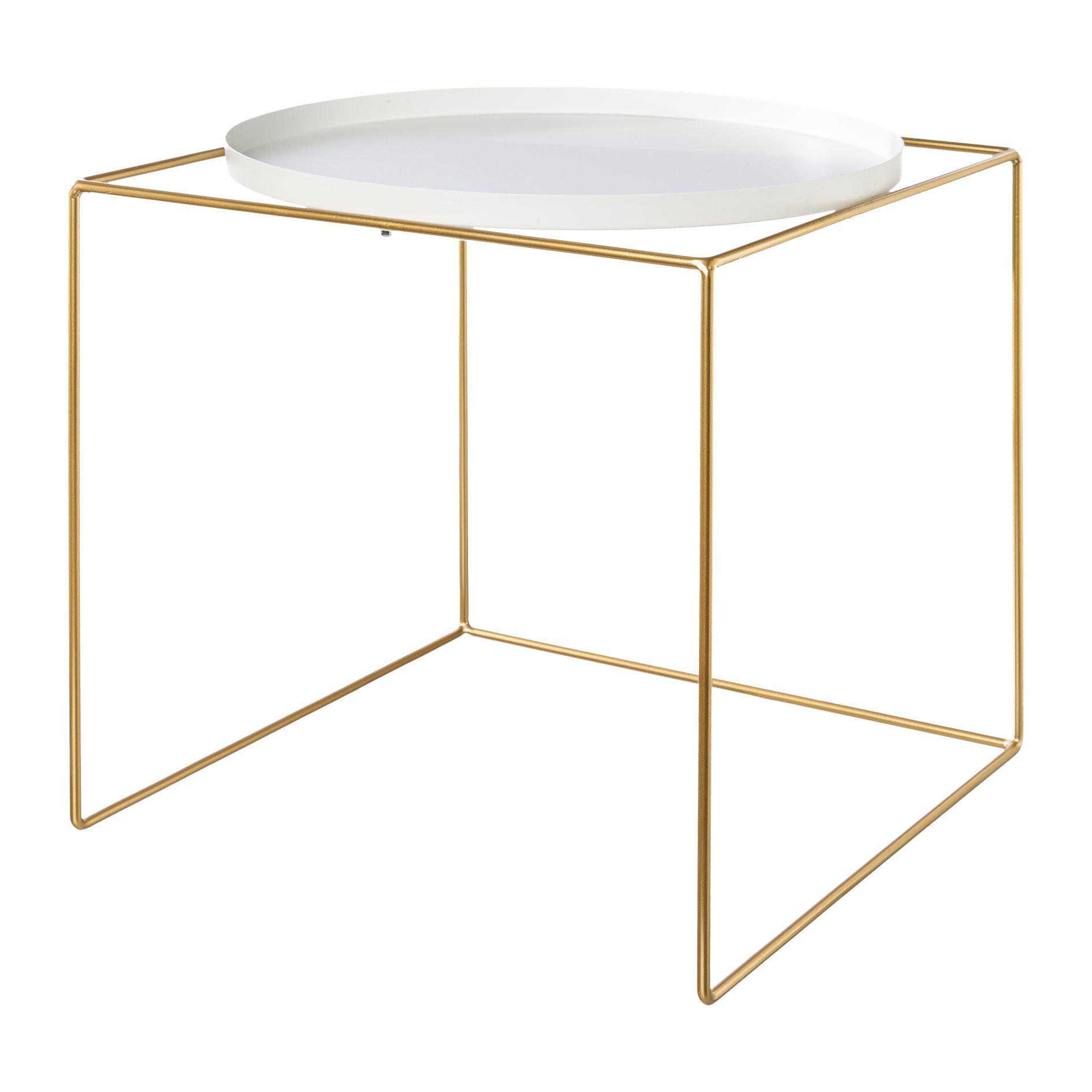 Beistelltischset 9421516LO-40, 2-teilig - Goldfarben/Weiß, Trend, Metall