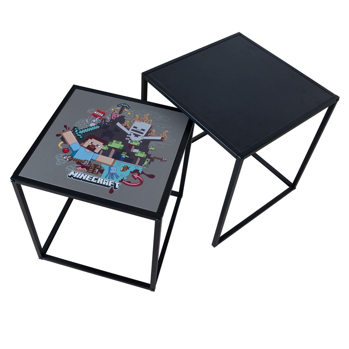 Beistelltisch-Set Minecraft 2er-Set Schwarz - Schwarz, MODERN, Holzwerkstoff/Metall (45/48/45cm) - Minecraft