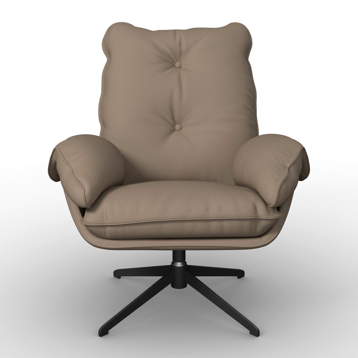 Sessel Andrea Lederlook Braun - Hellbraun/Schwarz, MODERN, Holz/Textil (82/105/80cm) - Bessagi Home
