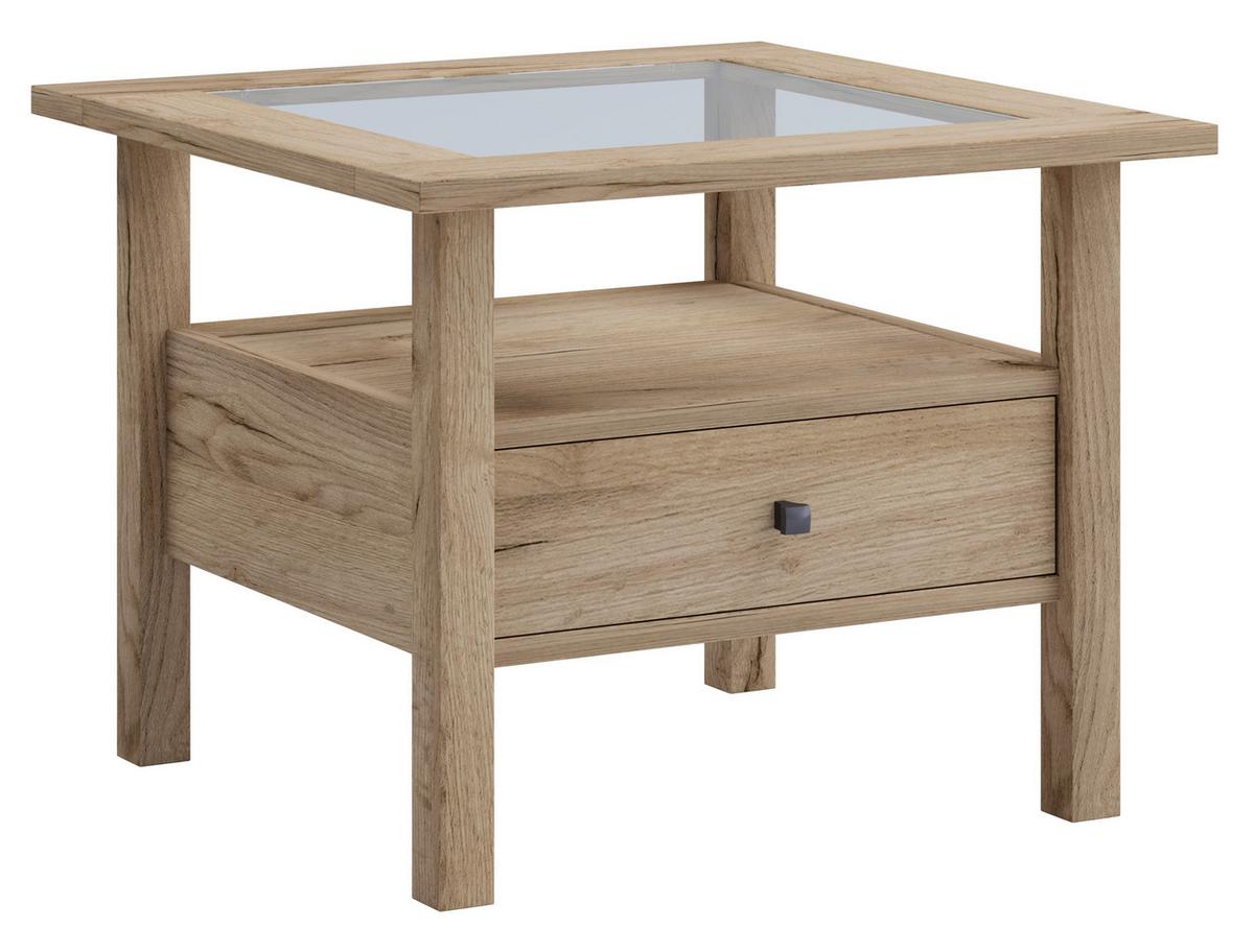 Klubska Miza Lingis M, Barva Hrasta - črna/medeni hrast, Trendi, umetna masa/steklo (54/42/54cm) - MID.YOU