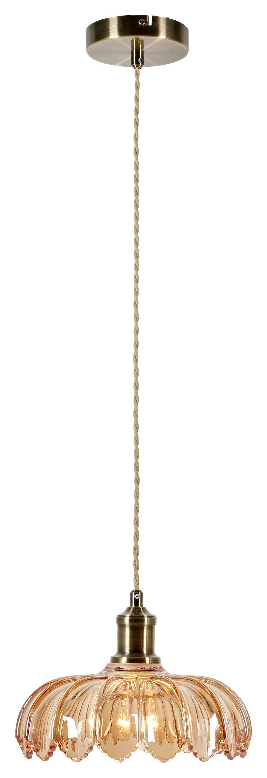 Hängeleuche Kurage Messing/Bernstein max. 40 Watt - Messingfarben/Bernsteinfarben, Basics, Metall (25,5/25,5/18cm) - Markslöjd