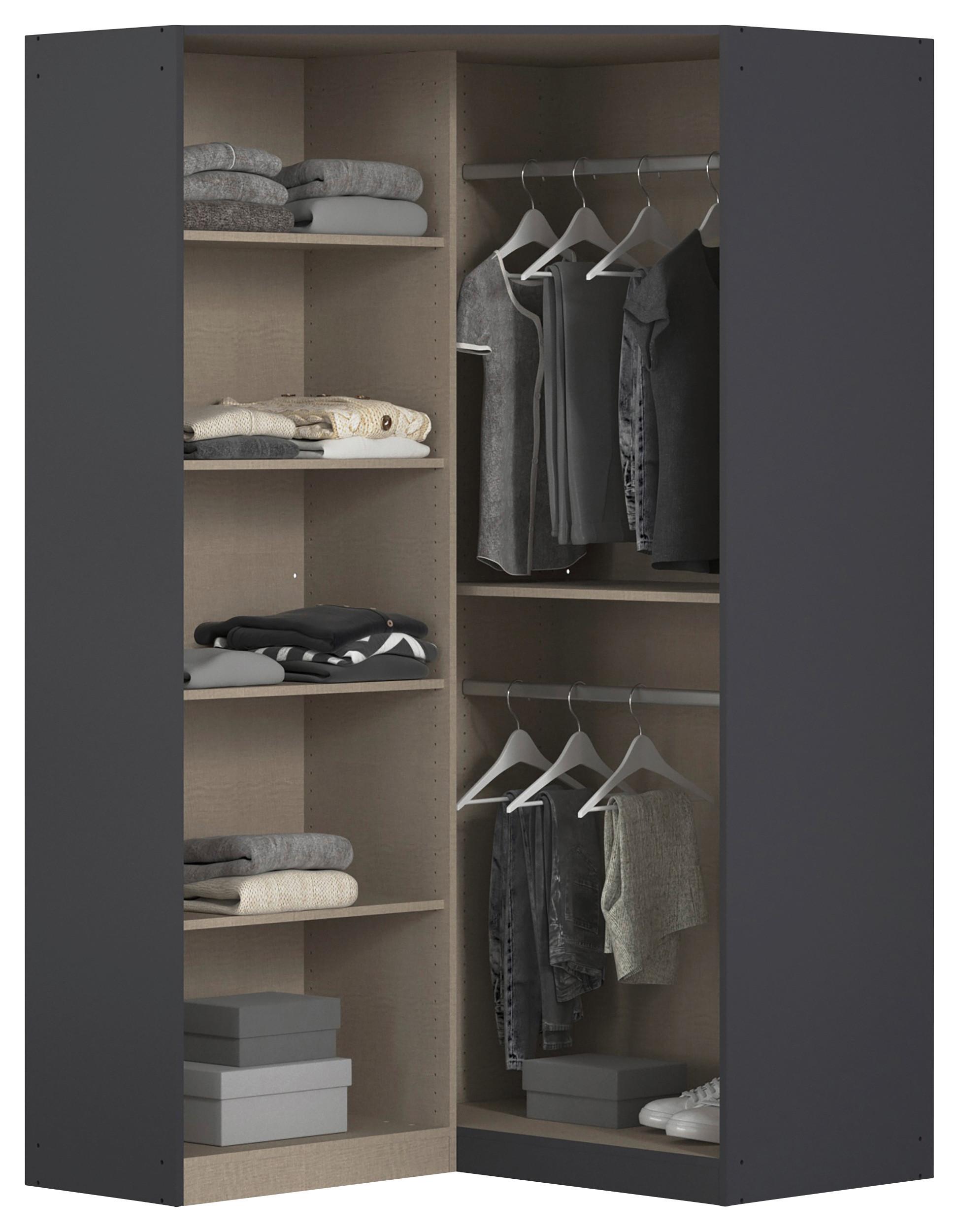 Eckleiderschrank Costa Grau - Chromfarben/Grau, KONVENTIONELL, Holzwerkstoff (117/197/104cm)