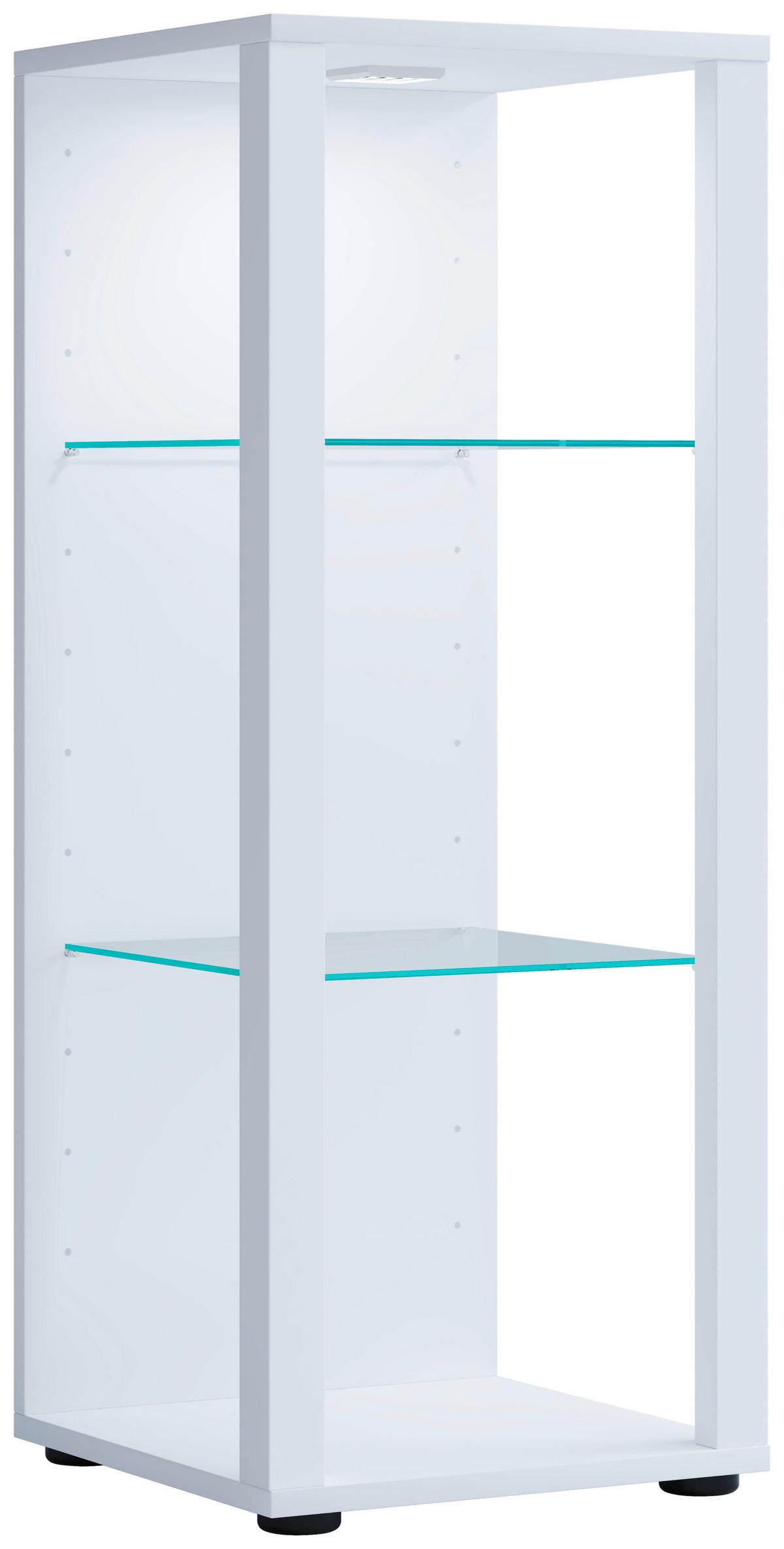 Vitrina Glasol M, Bela - črna/bela, Moderno, umetna masa/steklo (35/90/35cm) - MID.YOU