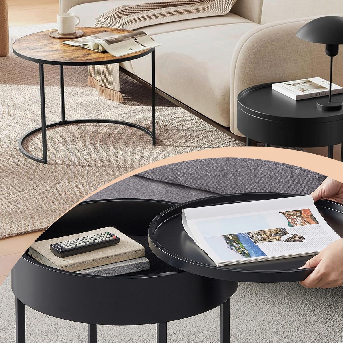 COUCHTISCH COFFEE TABLE - Schwarz/Braun, MODERN, Holzwerkstoff/Metall (60/60/45cm) - MID.YOU
