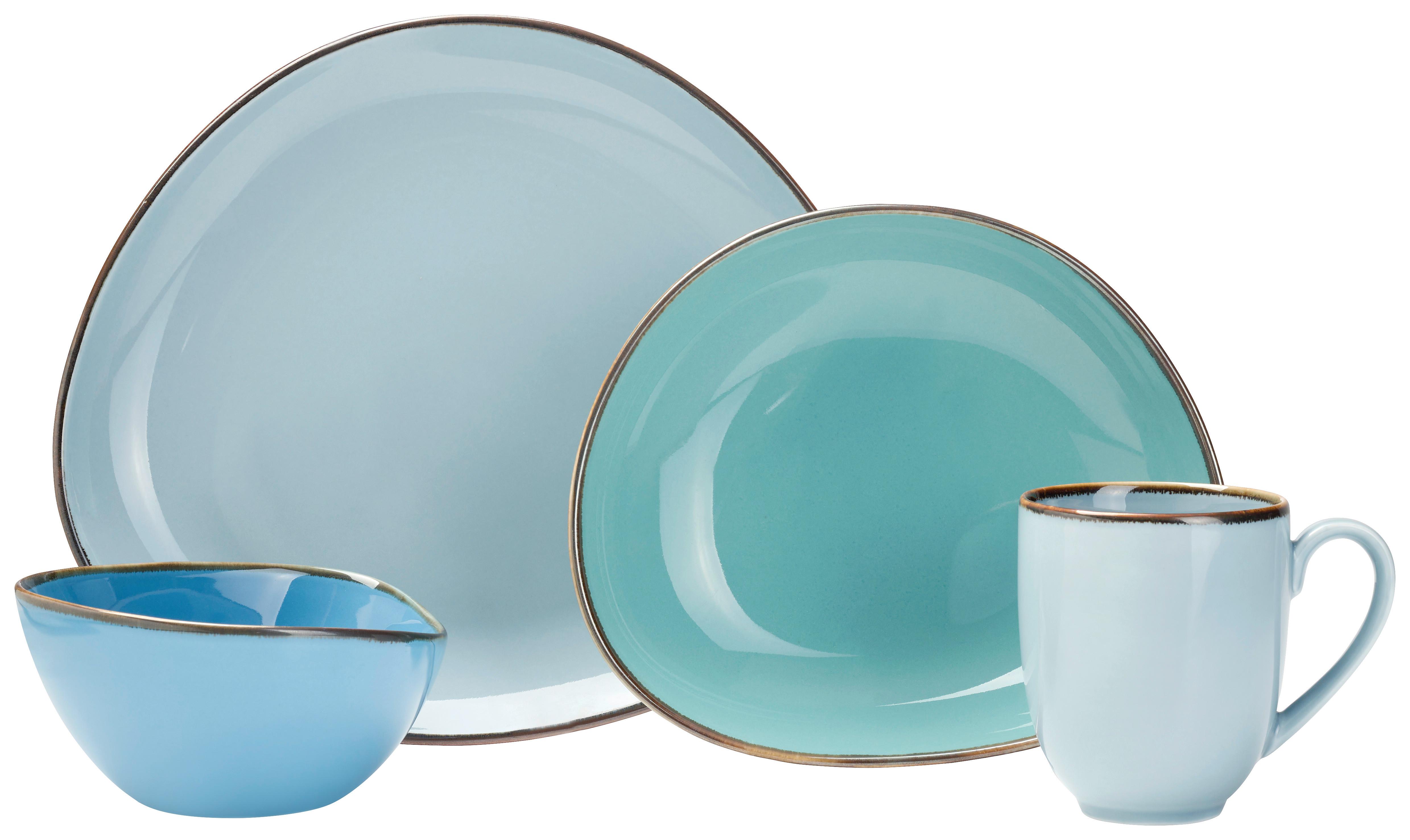 SERWIS OBIADOWO-ŚNIADANIOWY 42005 - zielony/niebieski, Trend, ceramika - Novel