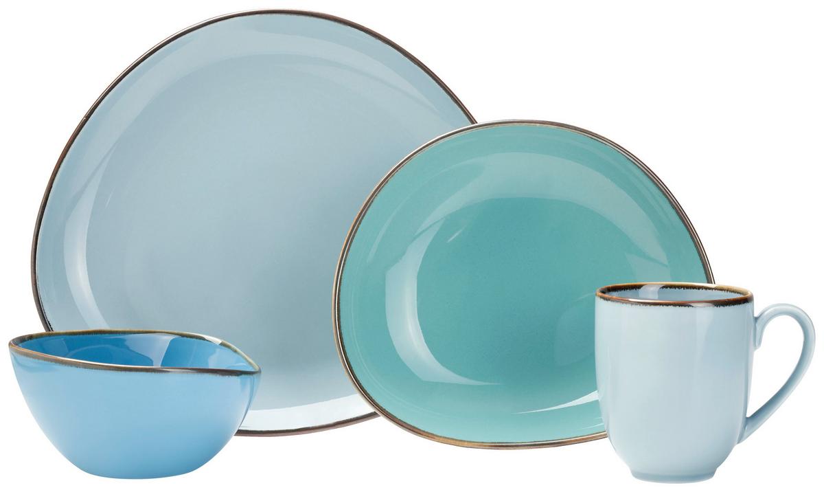 SERWIS OBIADOWO-ŚNIADANIOWY 42005 - zielony/niebieski, Trend, ceramika - Novel