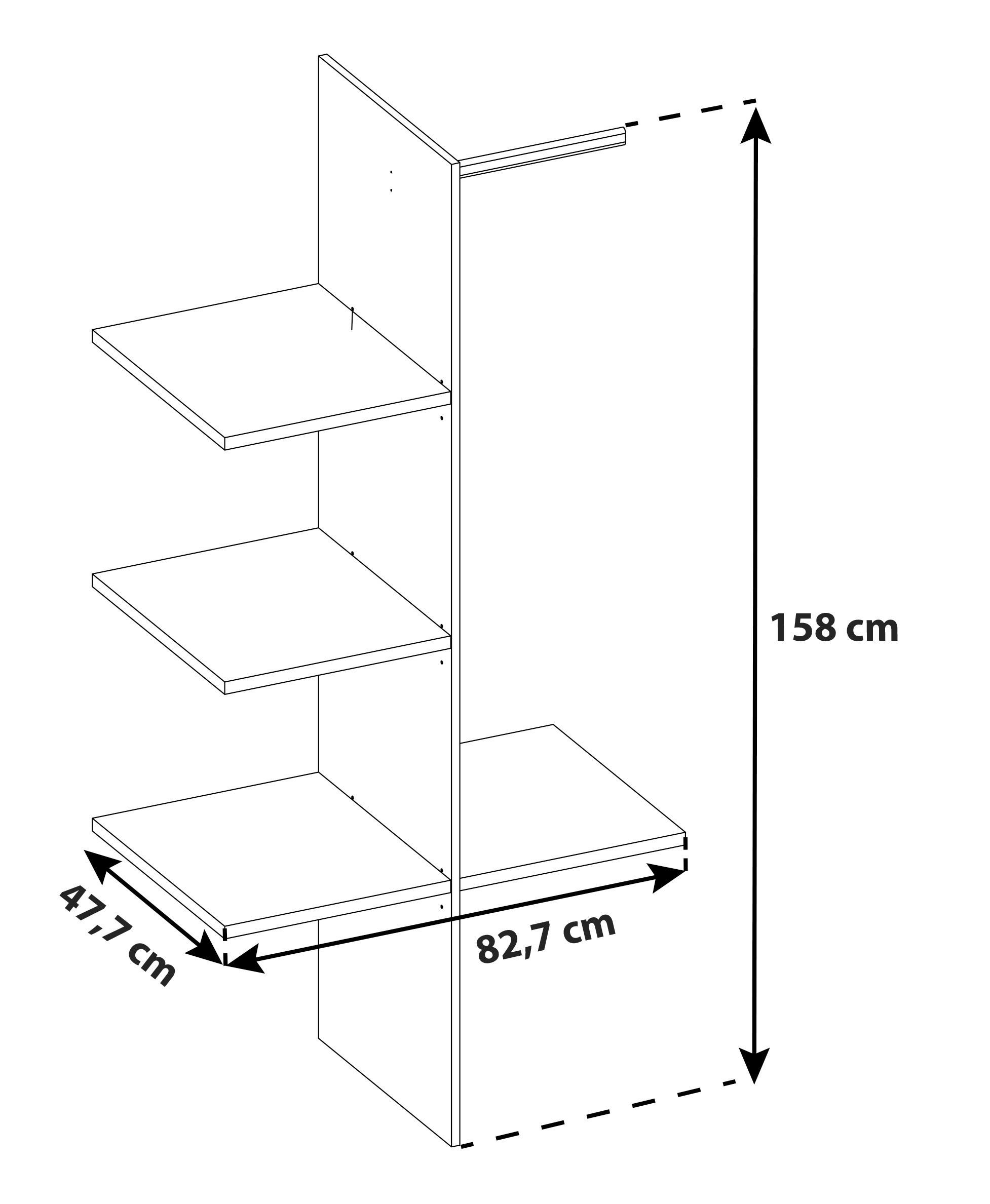 Notranja Razdelitev Sizilia, Bela, 4 Police - bela, Moderno, leseni material (82,7/158/47,7cm) - Premium Living