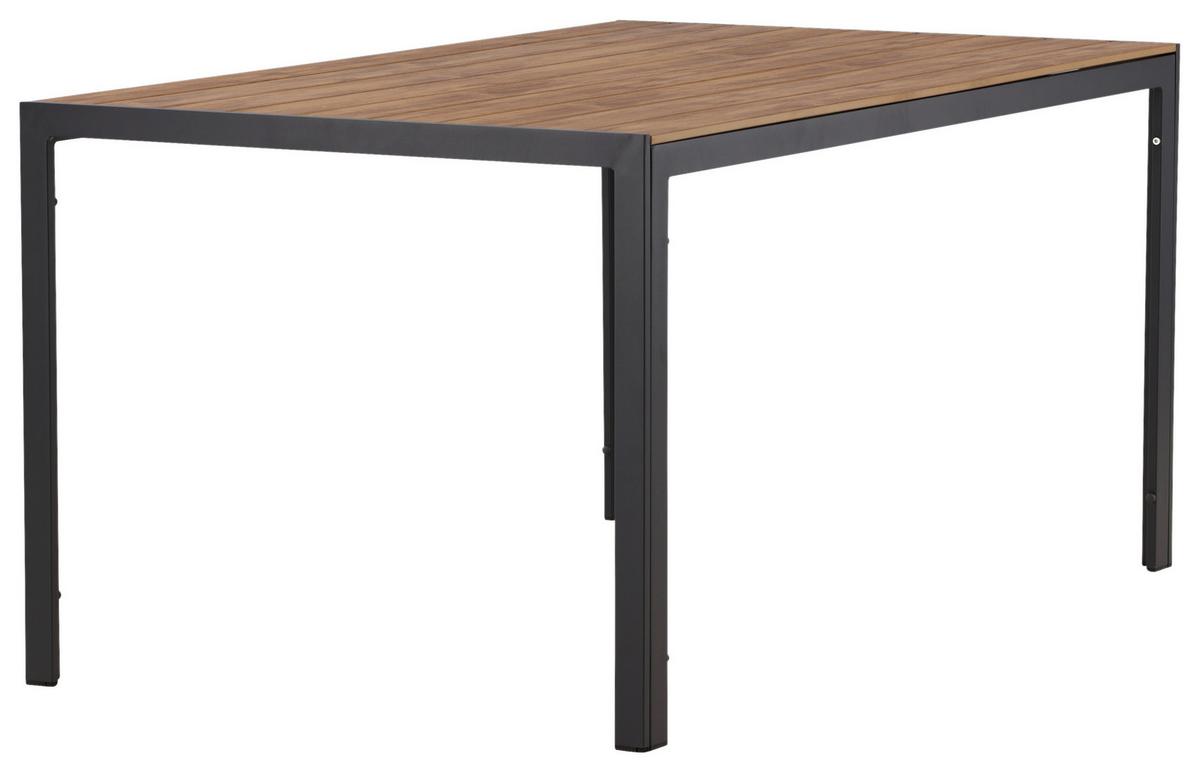 Gartentisch Break ca. 150x90 cm Natur - Schwarz/Naturfarben, KONVENTIONELL, Kunststoff/Metall (150/90/75cm) - Gardenson