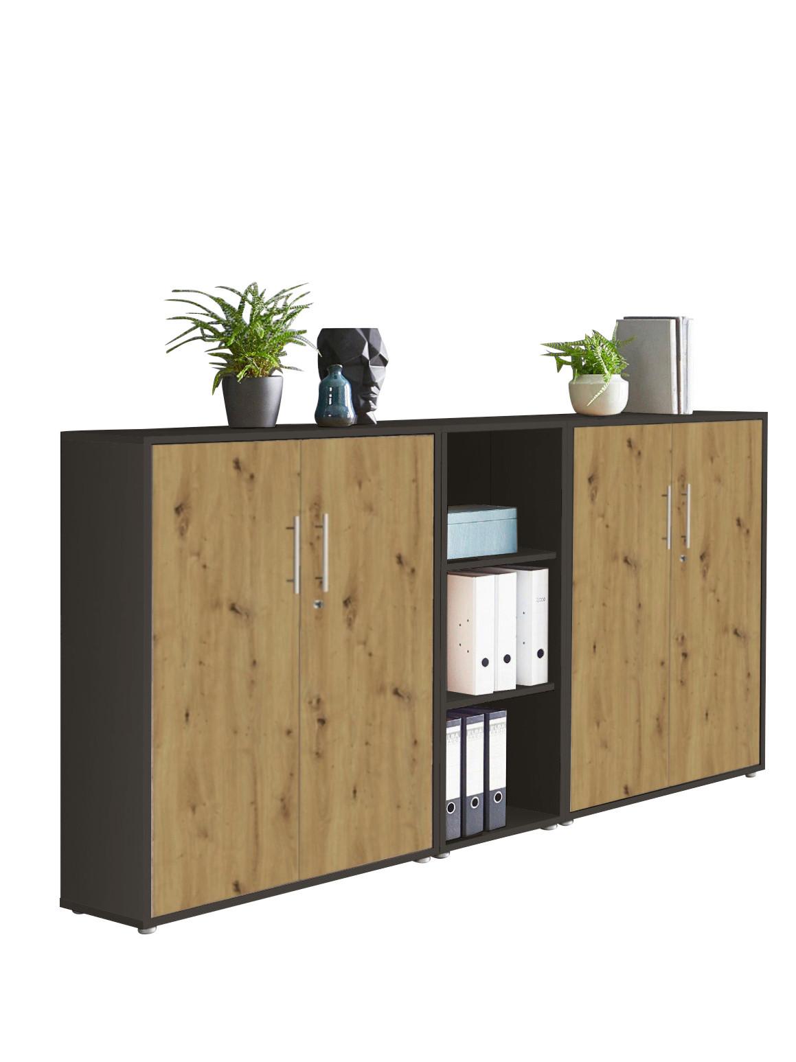 AKTENSCHRANK OFFICE EDITION - SW SET 8 - Anthrazit/Eiche Artisan, MODERN, Holzwerkstoff (212,9/113,6/33cm) - MID.YOU