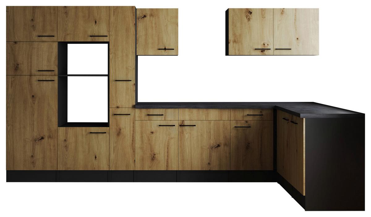 Kotna Kuhinja Brez Aparatov Oliver, 370x172cm - črna/siva, Design, kovina/leseni material (370/172cm) - Respekta