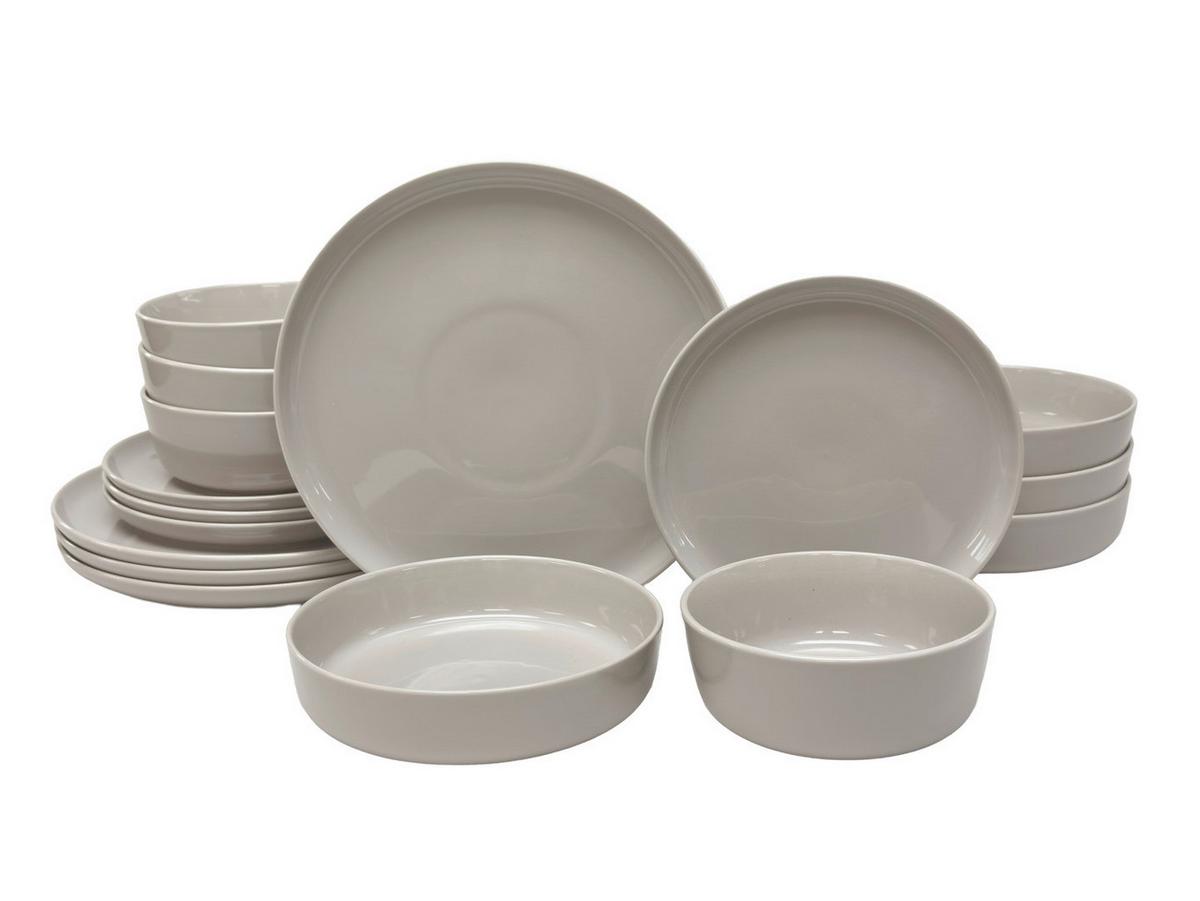 SERWIS OBIADOWO-ŚNIADANIOWY COLORI GRIGIO - szary, Trend, ceramika - Novel